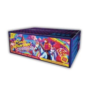 Albert Candy Mountain – 100-Schuss-Verbundfeuerwerk im Kaliber 25 mm mit bunten Blinksternen, Päonien und farbenfrohem Finale