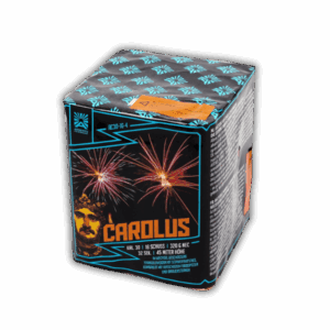 Batterie Argento Carolus AC30-16-4 Feuerwerksbatterie 16 Schuss 30mm mit Titangoldweiden, blauen Spitzen, roten und violetten Dahliensternen