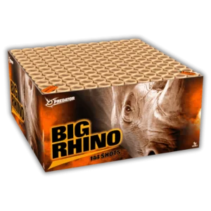 Lesli Big Rhino – 144-Schuss-Verbundfeuerwerk im Kaliber 25 mm mit Blinksternen, Goldbuketts, Knisterpalmen und Crackling-Finale