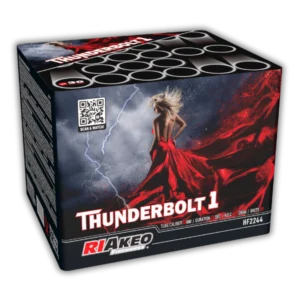 Riakeo Thunderbolt 1 Feuerwerksbatterie 24 Schuss Fächer mit Kamuro-Palmen, Dahlien und goldenen Knisterblüten